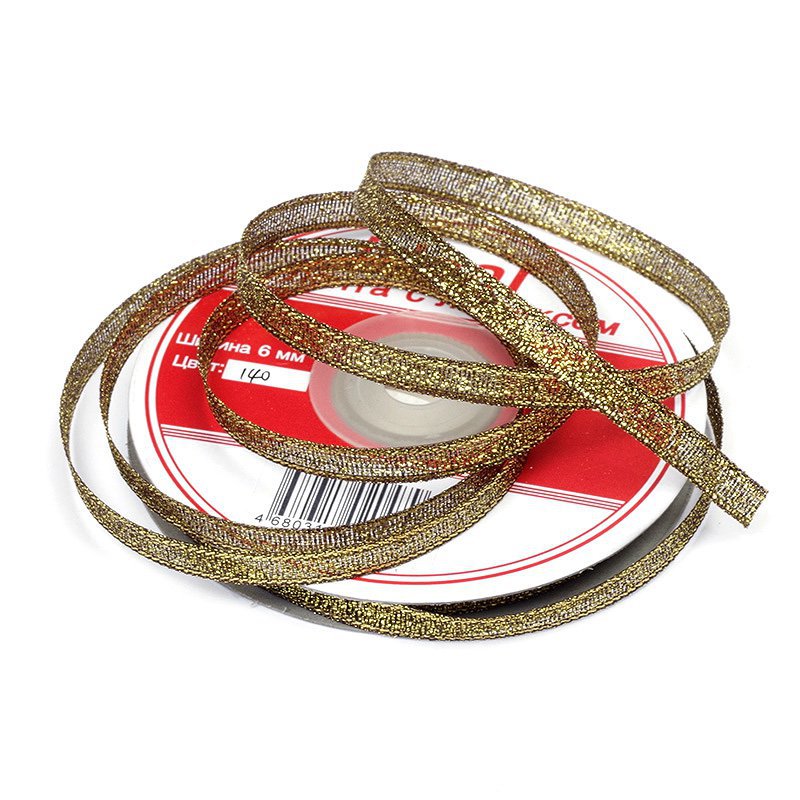 Лента IDEAL с люрексом арт.ТВ-ЛЮР шир. 6мм цв.140 черный/золото уп.22,85 м Лента IDEAL с люрексом арт.ТВ-ЛЮР шир. 6мм цв.140 черный/золото уп.22,85 м
