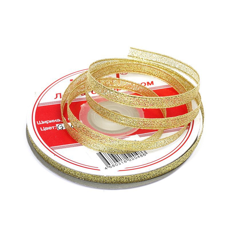 Лента IDEAL с люрексом арт.ТВ-ЛЮР шир.6мм цв.золото уп.22,85 м Лента IDEAL с люрексом арт.ТВ-ЛЮР шир.6мм цв.золото уп.22,85 м