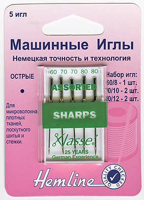 105.99 Иглы для бытовых швейных машин микротекс № 60, 70, 80 105.99 Иглы для бытовых швейных машин микротекс № 60, 70, 80